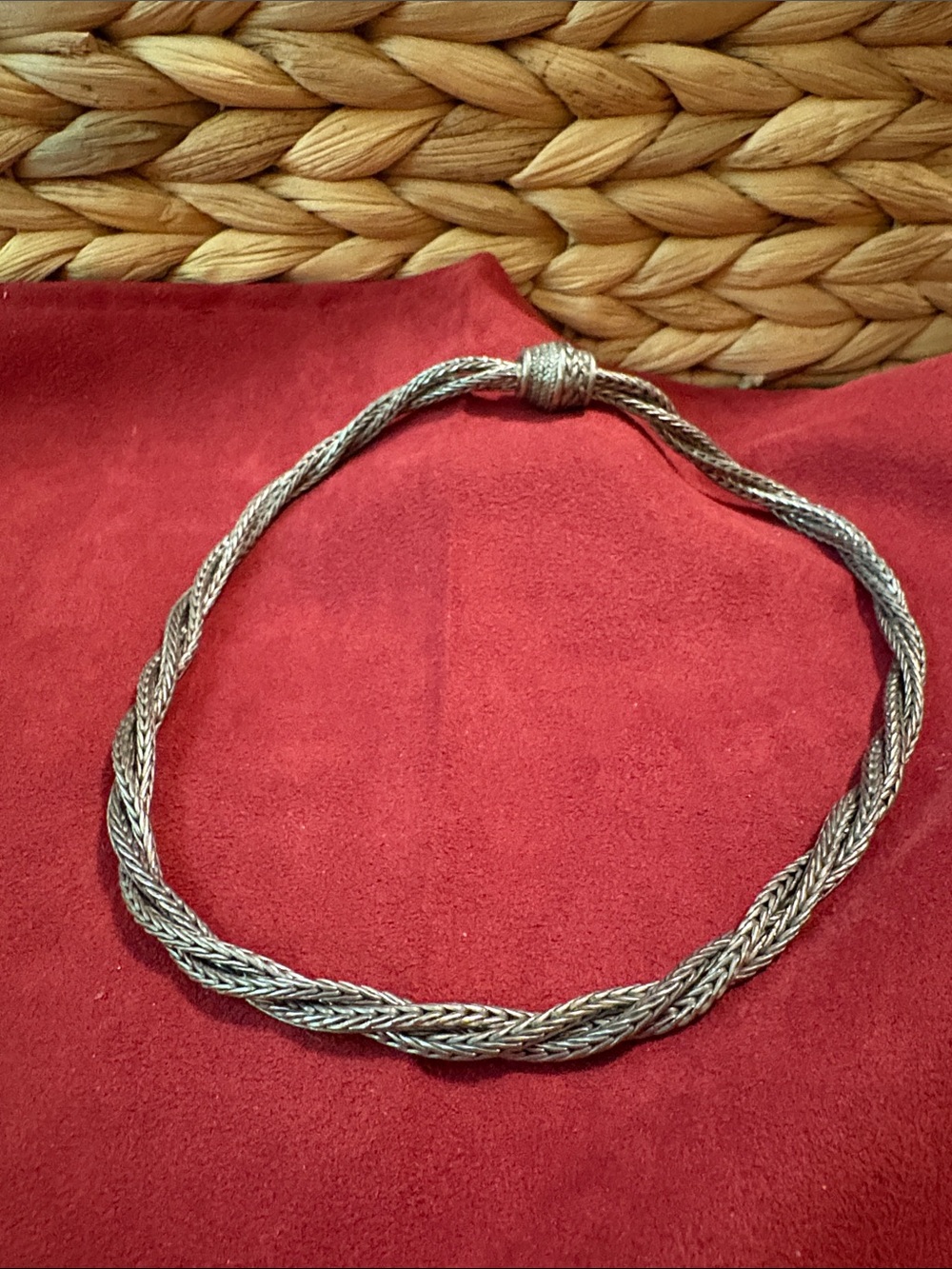 Silver Plated Rope Twist Necklace -